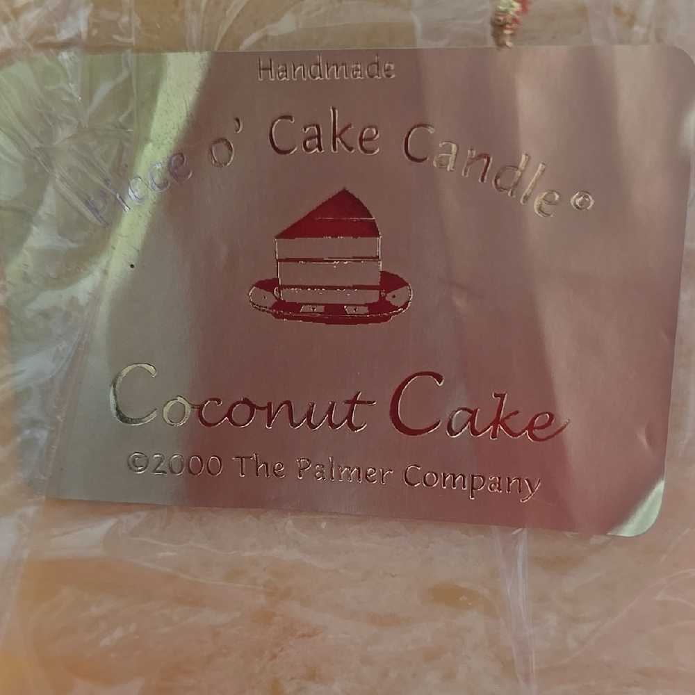 Piece O' Cake Candle - Coconut Cake; Three Layer Yellow Cake Candle With White.